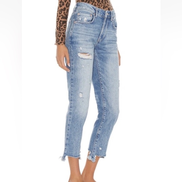 Free People Good Times Relaxed Distressed Jeans Womens 27 Blue - Picture 3 of 10